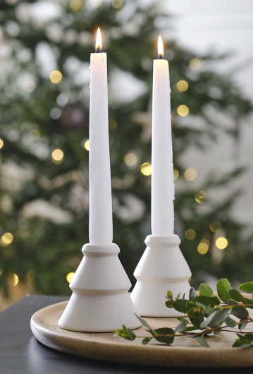 Candle Holder - White Ceramic Tree Shaped